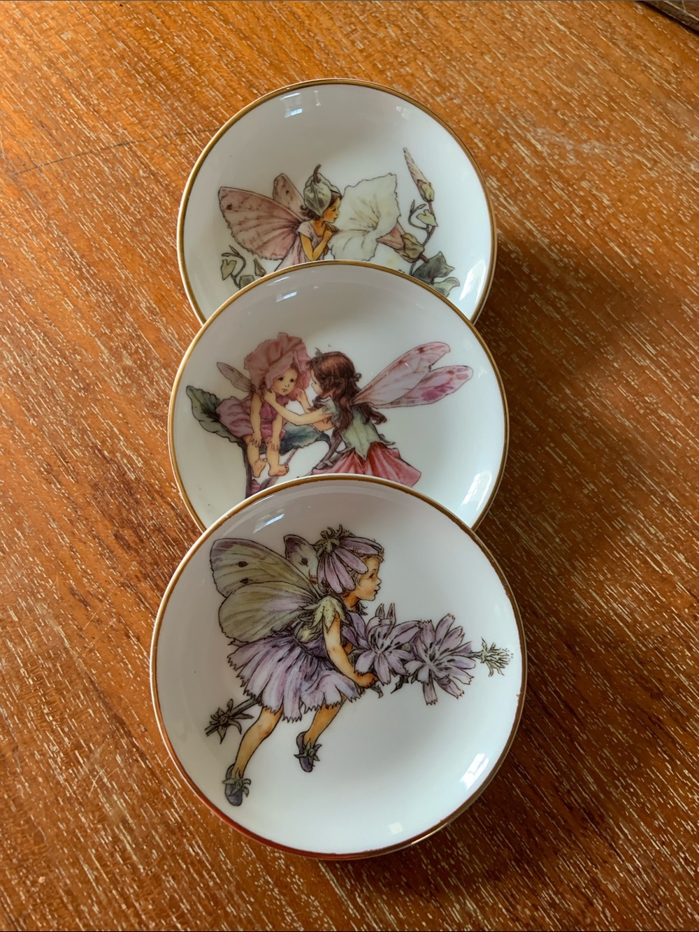 Set of 3 Flower Fairies Porcelain  Trinket Dishes